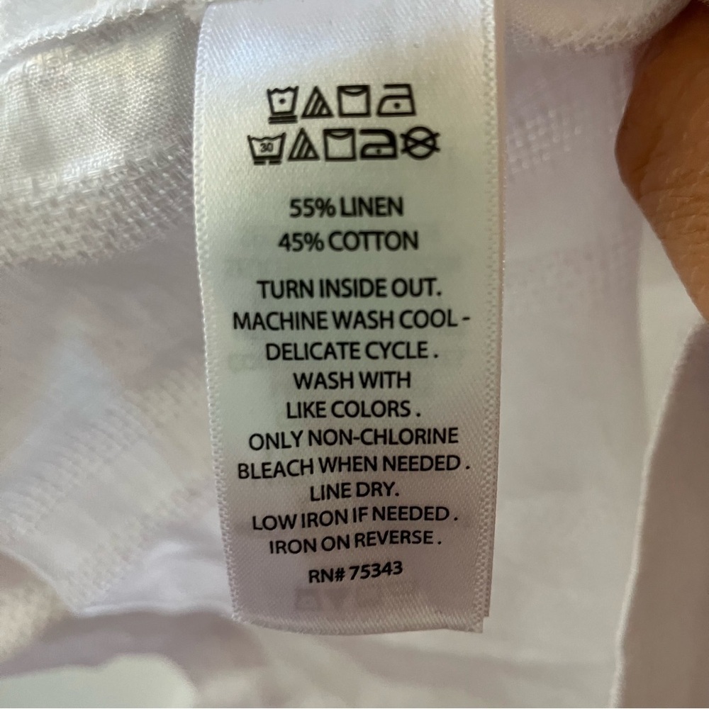 NWT Men’s PANAMA JACK Bright White Linen Short Sleeve Pocket Solid Button Shirt - Picture 7 of 9